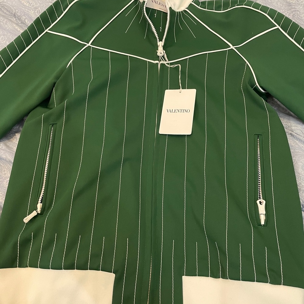 Valentino Woman Zip Front Track Green Jacket 42 - Picture 7 of 9